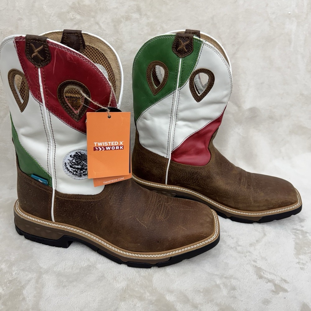 Twisted X Mexican Heritage Waterproof Square Toe Work Boots Men's 11.5 D